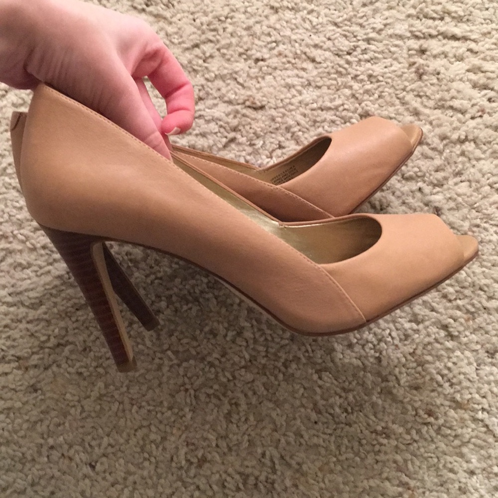 Nude peep toe heels